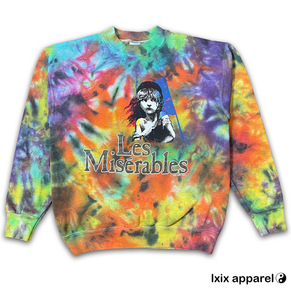 les miserables upcycled tie dye sweatshirt
